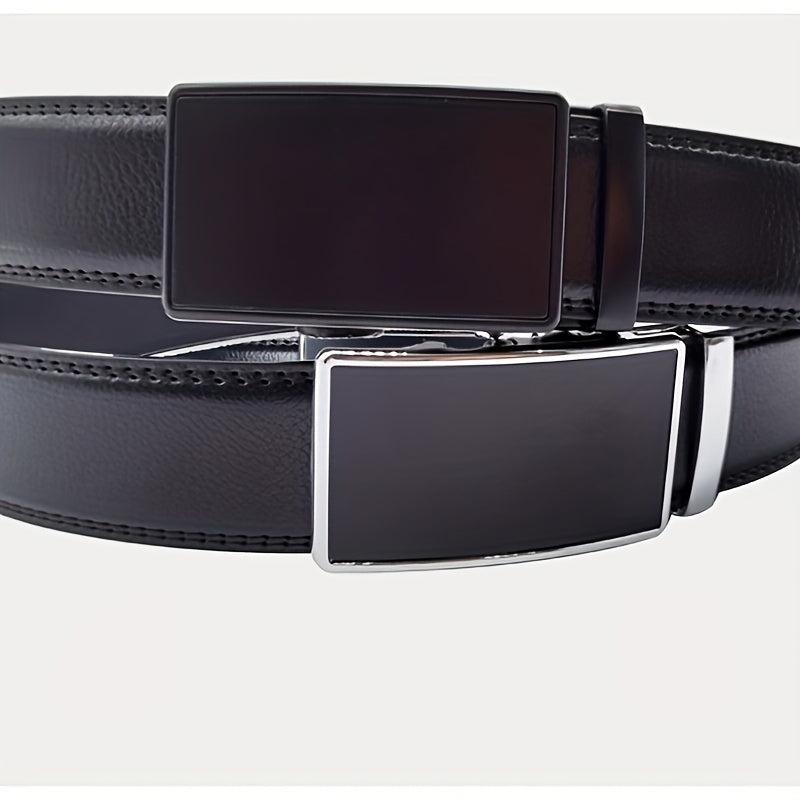 Men's Leather Belt Auto Buckle Business Waist Strap