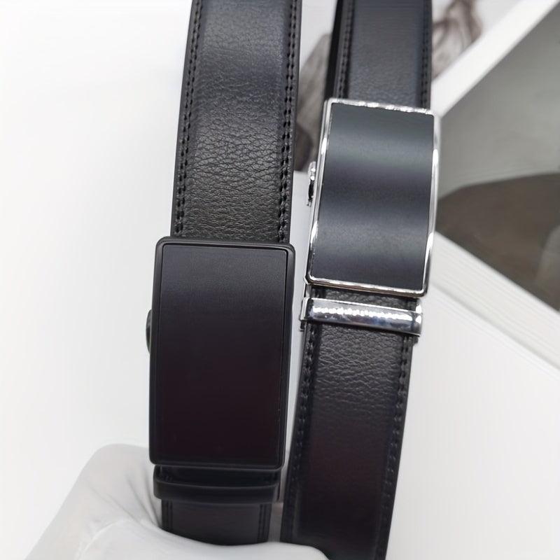 Men's Leather Belt Auto Buckle Business Waist Strap