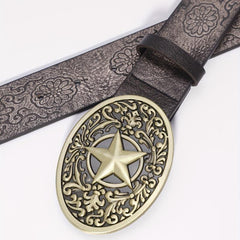 Punk Belt Retro Pentagram Pattern Buckle Belts Clothing Accessories