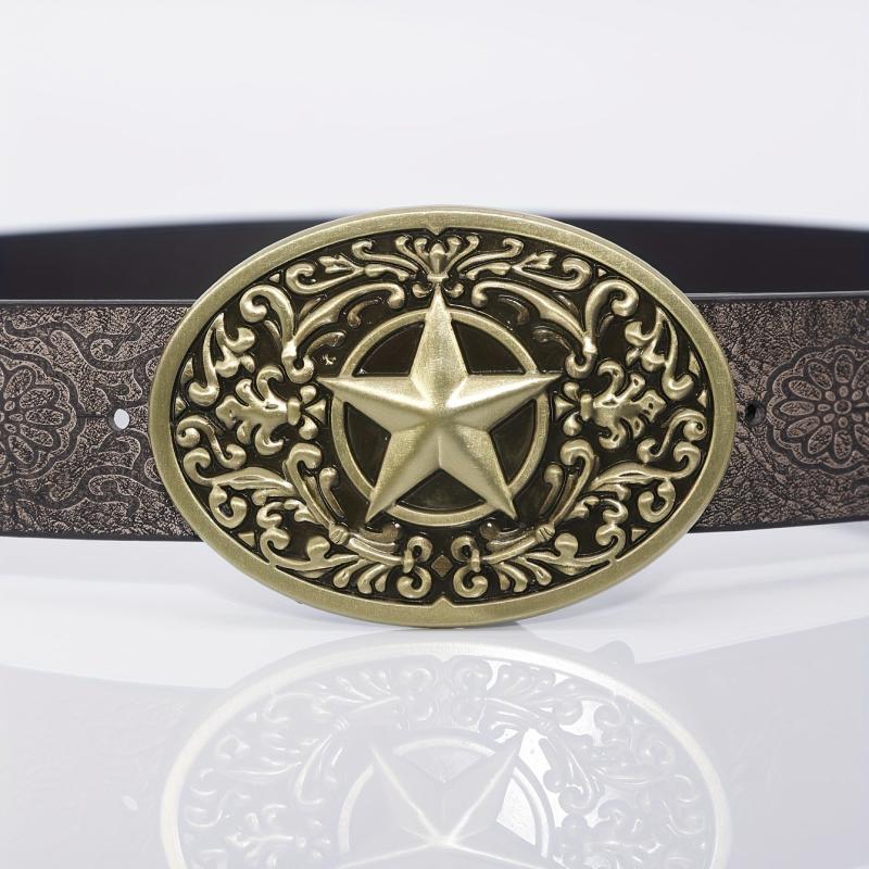 Punk Belt Retro Pentagram Pattern Buckle Belts Clothing Accessories