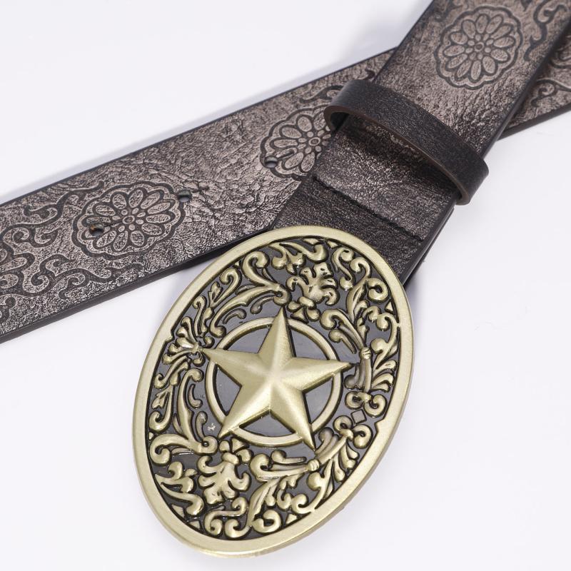 Punk Belt Retro Pentagram Pattern Buckle Belts Clothing Accessories