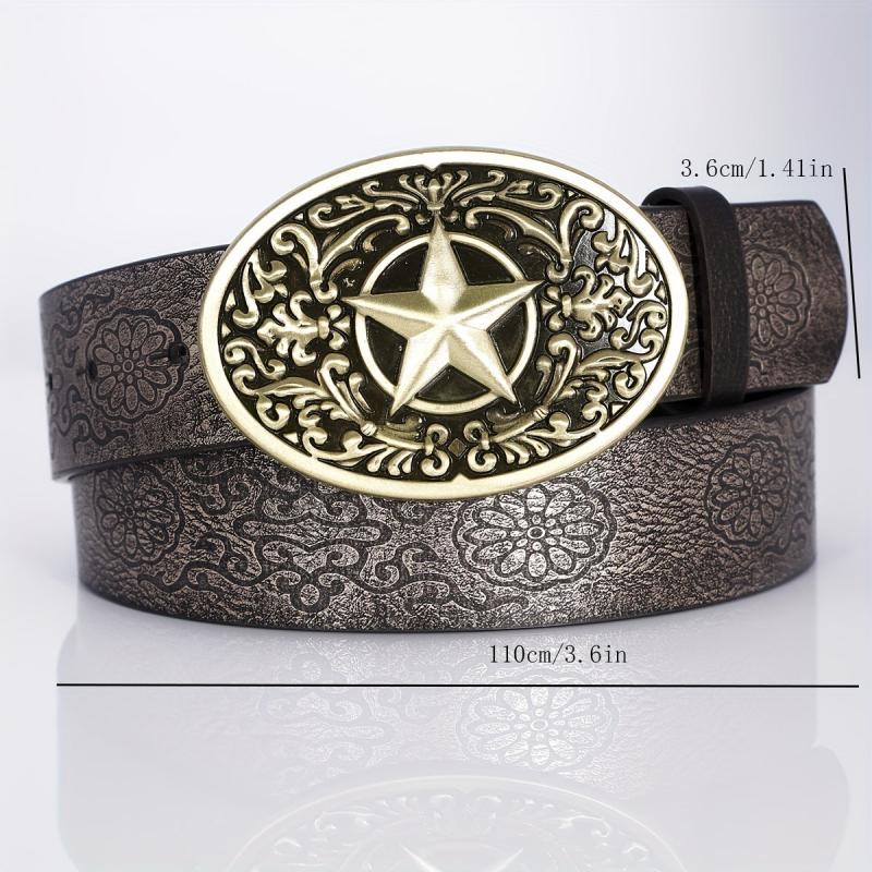 Punk Belt Retro Pentagram Pattern Buckle Belts Clothing Accessories