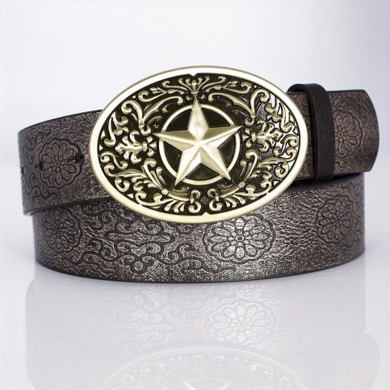 Punk Belt Retro Pentagram Pattern Buckle Belts Clothing Accessories