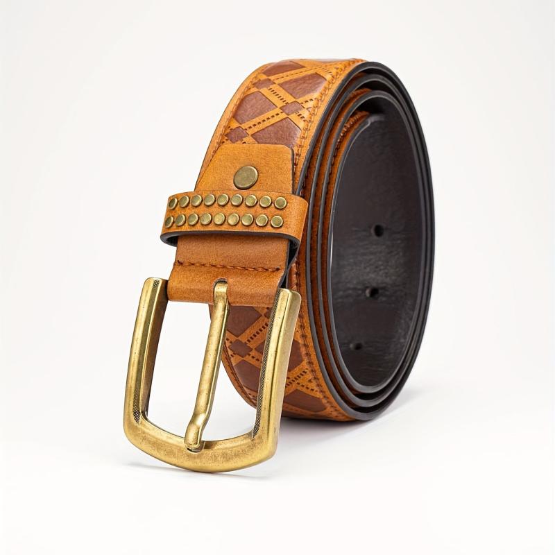 Men's Alloy Pin Buckle PU Striped Belt