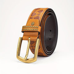 Men's Alloy Pin Buckle PU Striped Belt