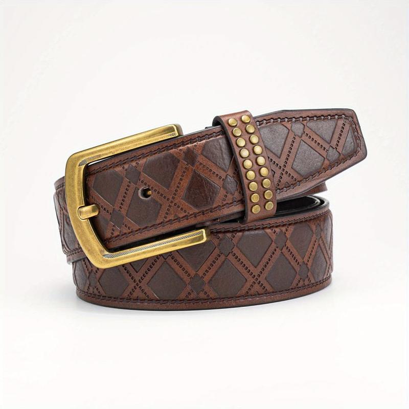 Men's Alloy Pin Buckle PU Striped Belt