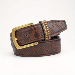 Men's Alloy Pin Buckle PU Striped Belt