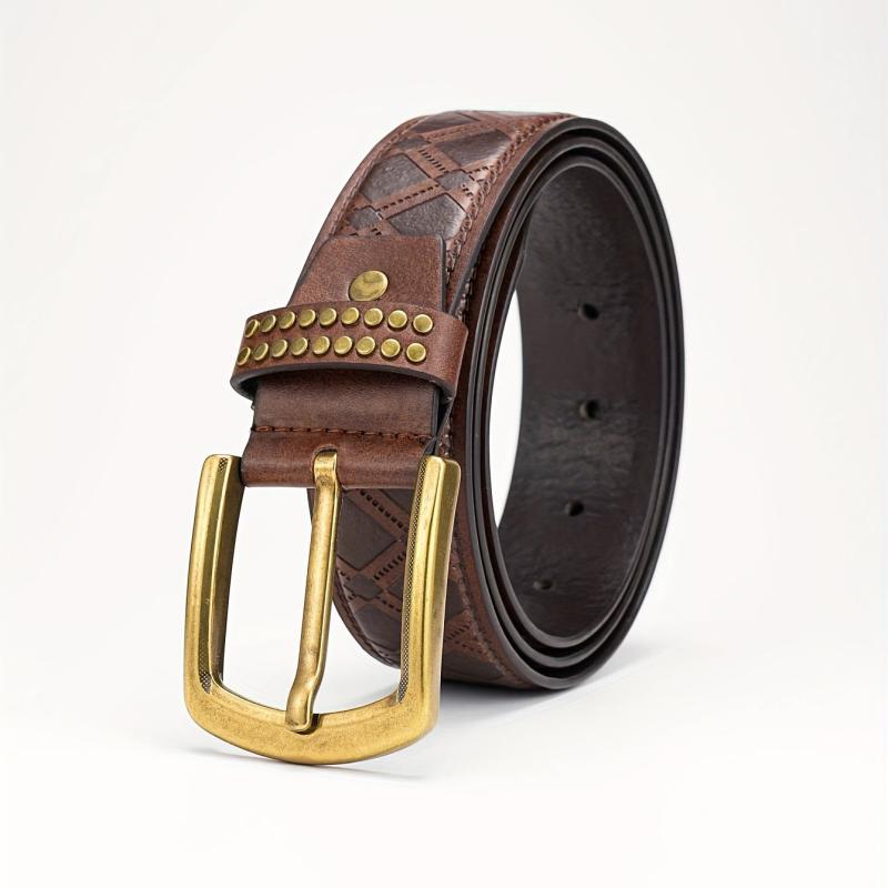 Men's Alloy Pin Buckle PU Striped Belt