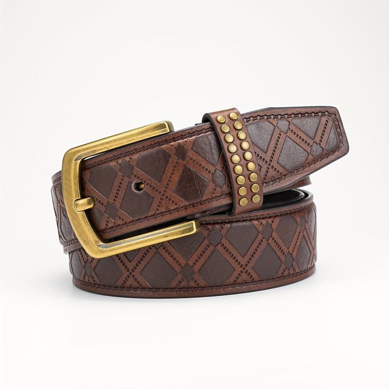 Men's Alloy Pin Buckle PU Striped Belt