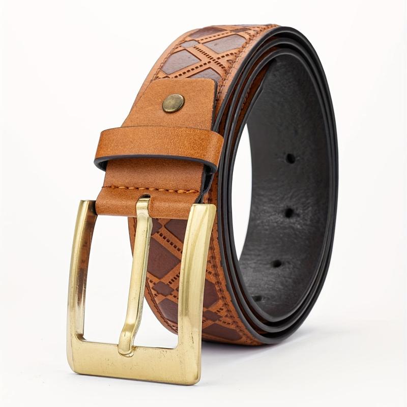 Men's Alloy Buckle PU Striped Belt Accessory