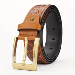 Men's Alloy Buckle PU Striped Belt Accessory