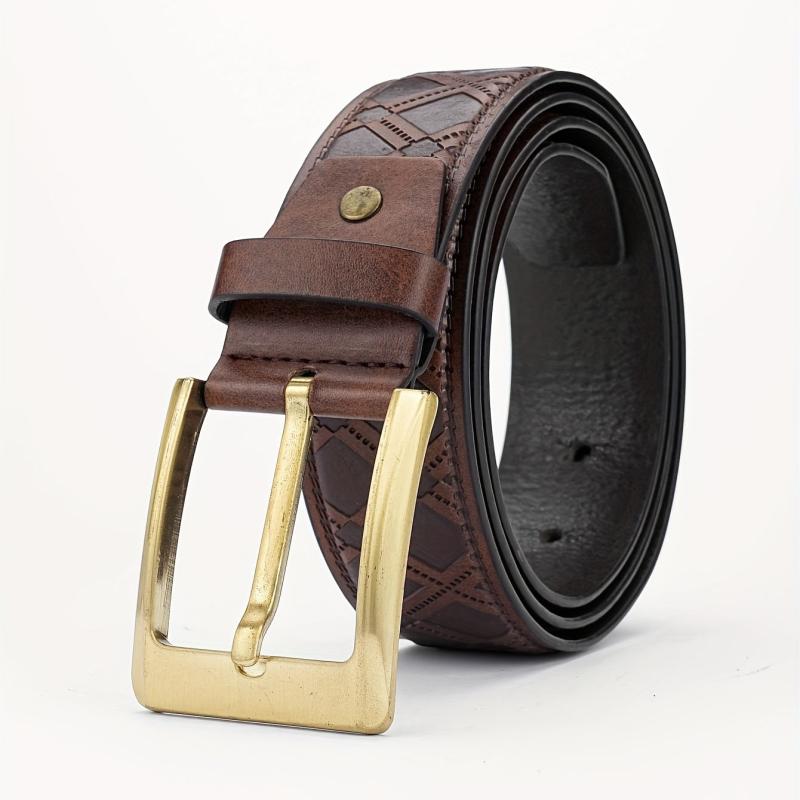 Men's Alloy Buckle PU Striped Belt Accessory