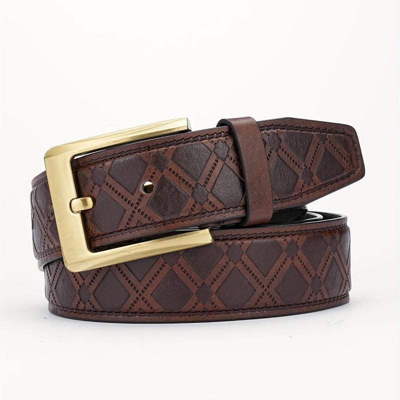 Men's Alloy Buckle PU Striped Belt Accessory