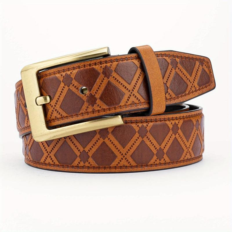 Men's Alloy Buckle PU Striped Belt Accessory