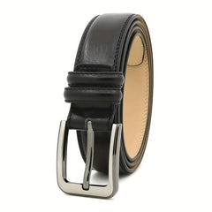 Men's Adjustable Leather Belt with Square Pin Buckle