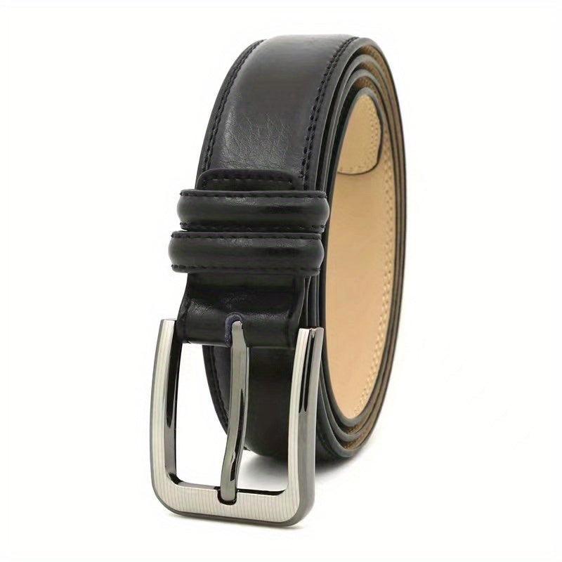Men's Adjustable Leather Belt with Square Pin Buckle