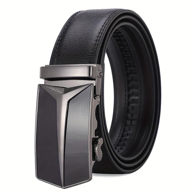 Men's Business Leather Belt with Automatic Buckle
