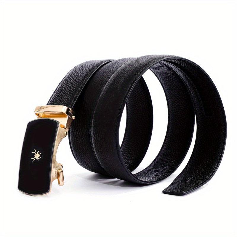 Men's Leather Business Belt Spider Pattern Automatic Buckle Belt
