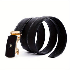 Men's Leather Business Belt Spider Pattern Automatic Buckle Belt