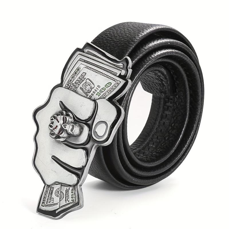 100 Dollar Bills Demon Skull Rings Metal Belt Buckle Gothic Hip hop Rock