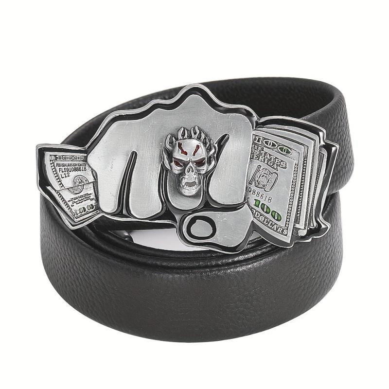 100 Dollar Bills Demon Skull Rings Metal Belt Buckle Gothic Hip hop Rock