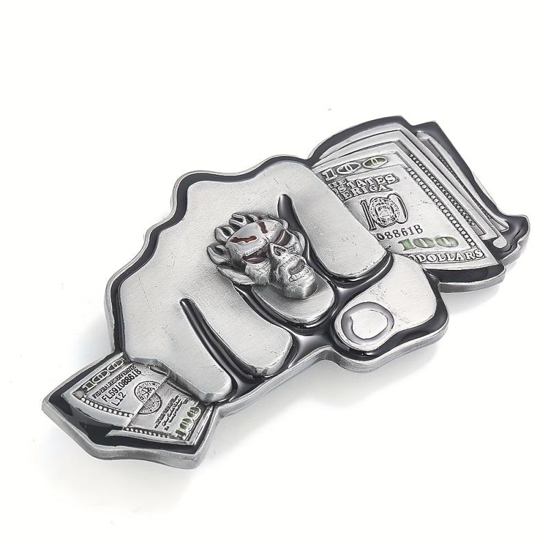 100 Dollar Bills Demon Skull Rings Metal Belt Buckle Gothic Hip hop Rock