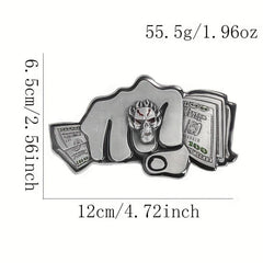 100 Dollar Bills Demon Skull Rings Metal Belt Buckle Gothic Hip hop Rock