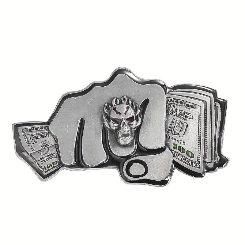 100 Dollar Bills Demon Skull Rings Metal Belt Buckle Gothic Hip hop Rock