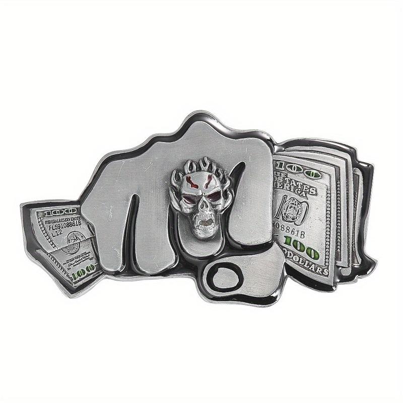 100 Dollar Bills Demon Skull Rings Metal Belt Buckle Gothic Hip hop Rock
