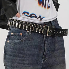 PU Leather Bullet Punk Style Belt