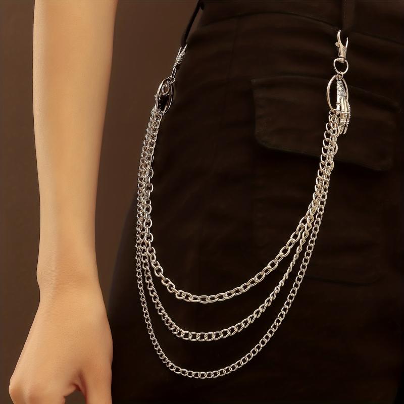 Skull Hand Heart Lock Decorative Pant Chain Waist Chains Hip Hop Rock Punk