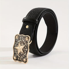 Men's Casual Business Star Pattern Belt Adjustable Decorative Belt