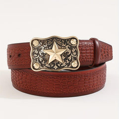 Men's Casual Business Star Pattern Belt Adjustable Decorative Belt