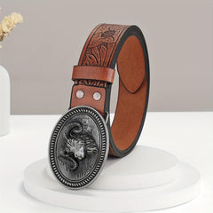 1pc Hardware Embossed Leather Belt Waistband Retro Casual Belt For Men