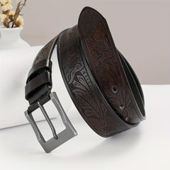 Embossed Leather Belt Retro Casual Belt Men