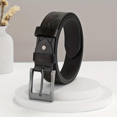 Embossed Leather Belt Retro Casual Belt Men