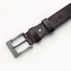 Embossed Leather Belt Retro Casual Belt Men