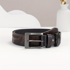 Embossed Leather Belt Retro Casual Belt Men