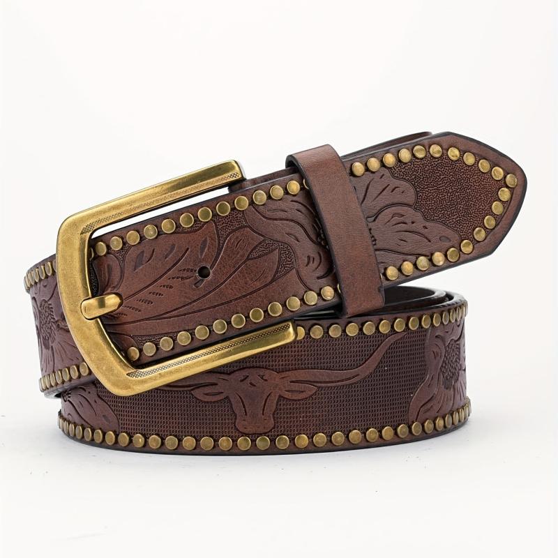 Alloy Buckle PU Striped Belt for Men