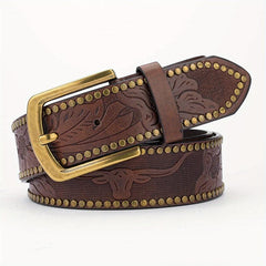 Alloy Buckle PU Striped Belt for Men