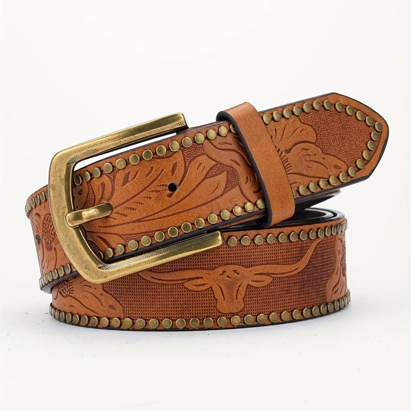 Alloy Buckle PU Striped Belt for Men