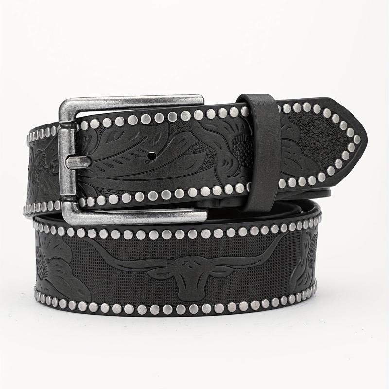 Alloy Buckle PU Striped Belt for Men
