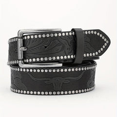 Alloy Buckle PU Striped Belt for Men