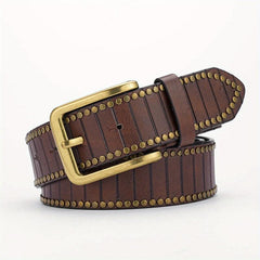 Alloy Pin Buckle PU Striped Belt for Men