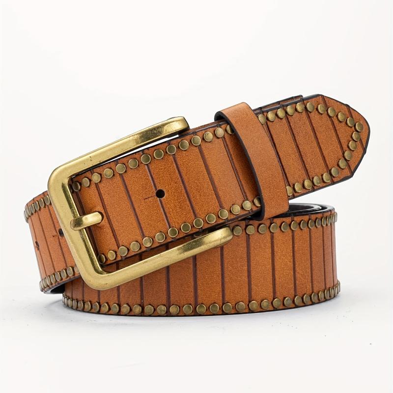 Alloy Pin Buckle PU Striped Belt for Men