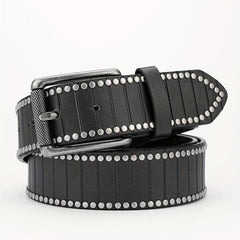 Alloy Pin Buckle PU Striped Belt for Men