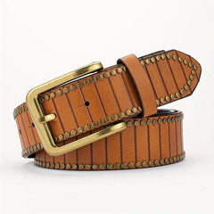 Alloy Pin Buckle PU Striped Belt for Men