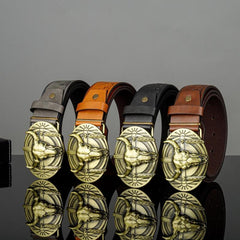 Men's Retro Bull Head Buckle Belt for Outdoor Party