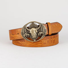 Men's Bull Head Pattern Buckle Belt Husband Boyfriends Birthday