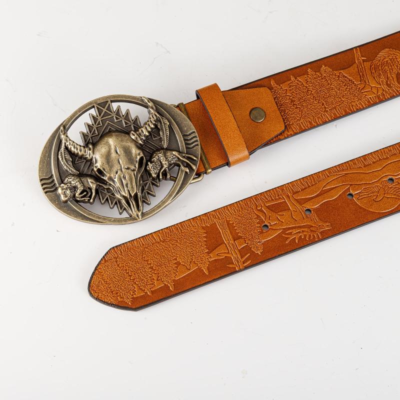 Men's Bull Head Pattern Buckle Belt Husband Boyfriends Birthday